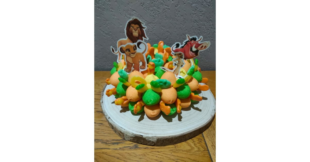 Gâteau de bonbon roi Lion - Compositions gourmandes - Au pays des Bonbons